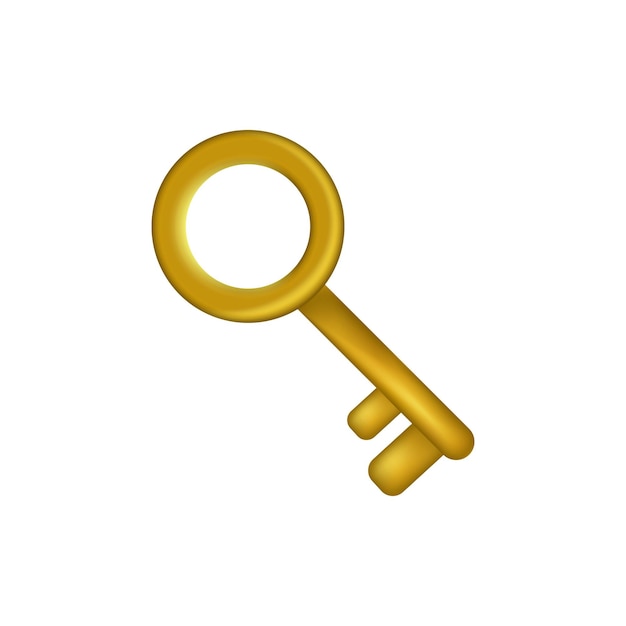 Golden Key 3D Isolated Item