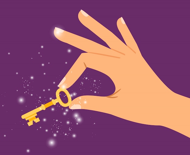 Golden key in hand