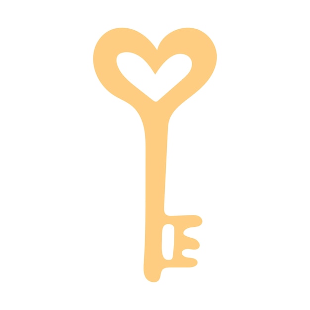 Golden key in the shape of a heart