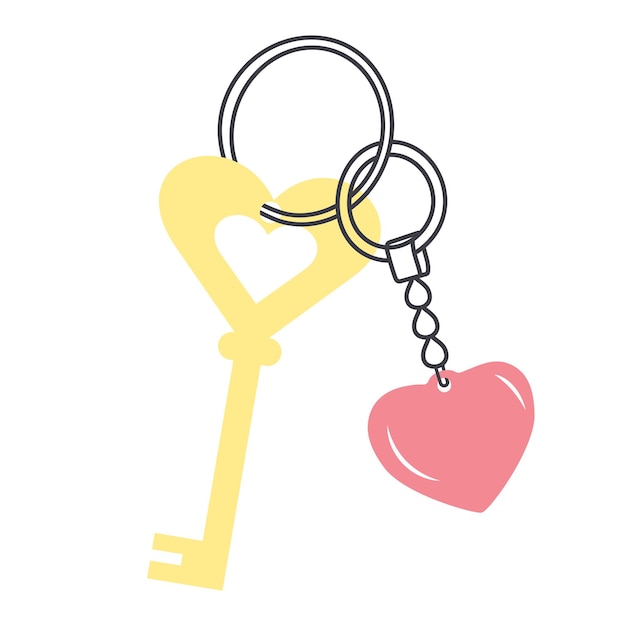 Golden key with heartshaped keychain Love key