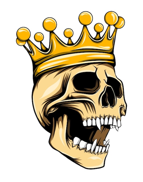 上部に王冠がある黄金の王の頭蓋骨