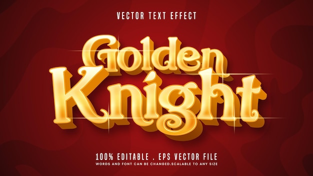 Golden knight 3d editable text effect font style