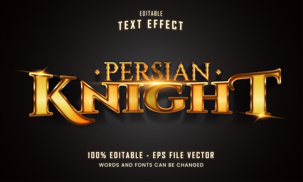 Golden knight editable text effect Premium Vector