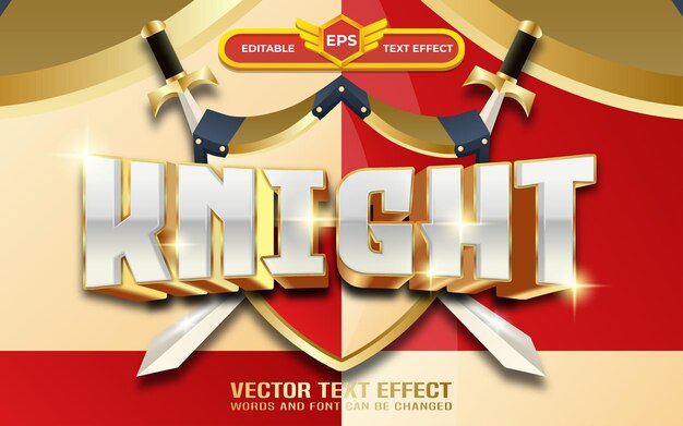 Golden knight editable text effect with games and cartoon style