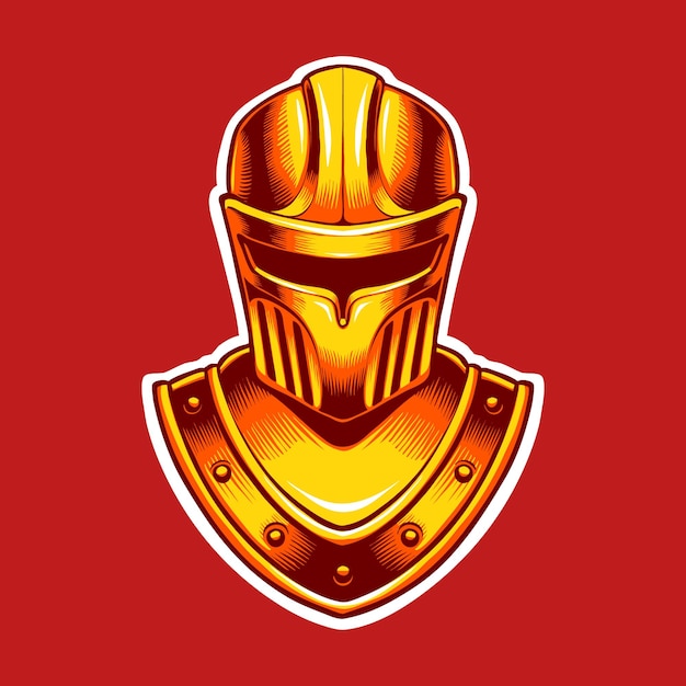 Vector the golden knight warrior helmet illustration