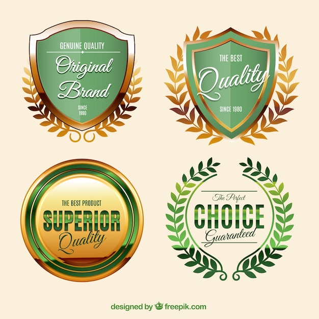 Vector golden labels in vintage style