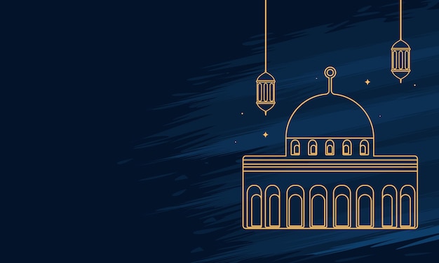 Vector golden lamps and mosque