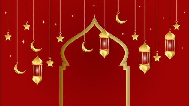 Lanterna dorata arabo oro rosso design islamico sfondo universale ramadan kareem banner sfondo con lanterna luna modello islamico moschea ed elementi islamici di lusso astratti