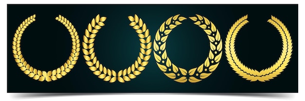 Vector golden laurel wreath, heraldic trophy crest, greek and roman olive branch award