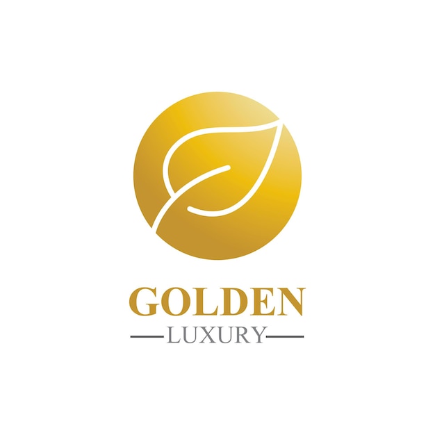 Golden leaf luxury logo icon vector template
