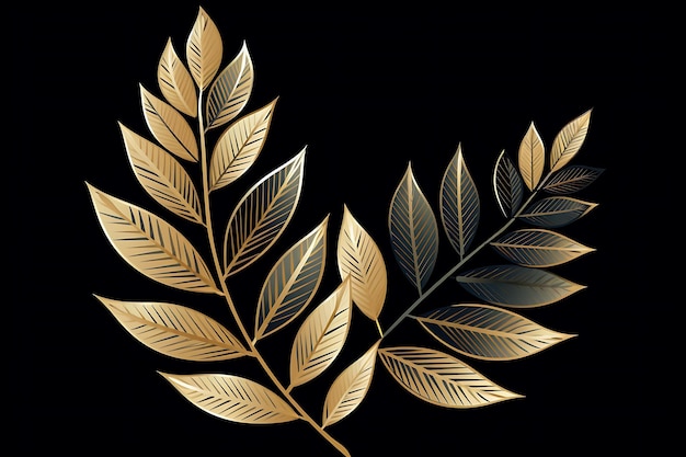 Golden Leaves on a Black Background