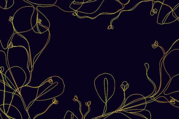 Vector golden leaves line art background vector luxury dark background design for prints decoration fabric