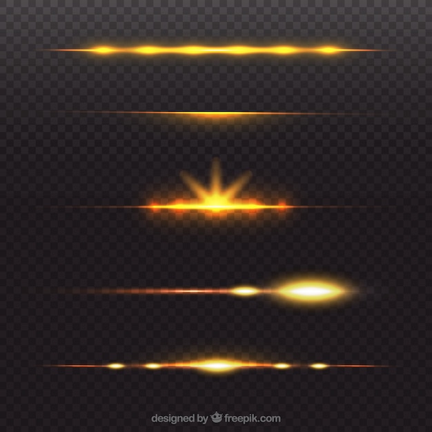 Vector golden lens flare divider collection