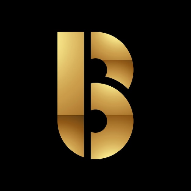 Vector golden letter b symbol on a black background icon 6
