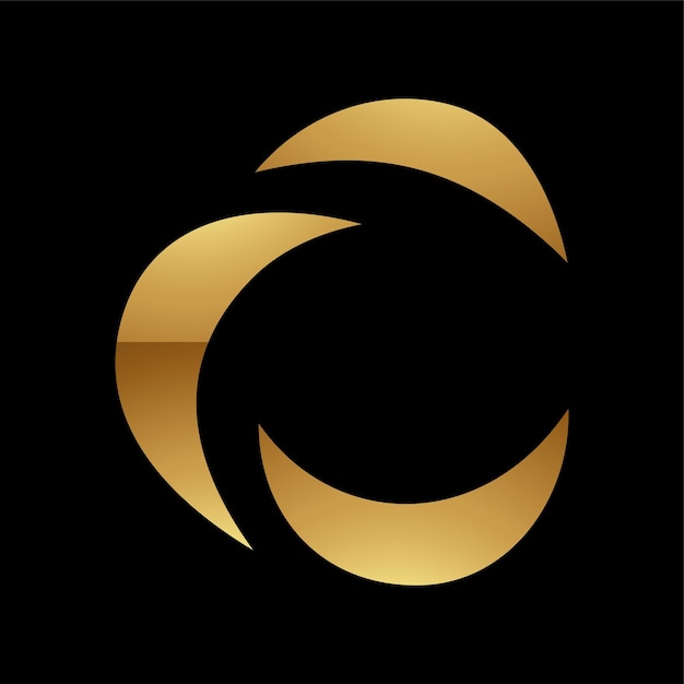 Golden Letter C Symbol on a Black Background Icon 3