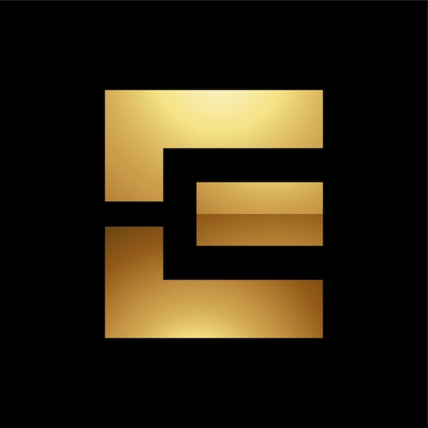 Golden Letter E Symbol on a Black Background Icon 1