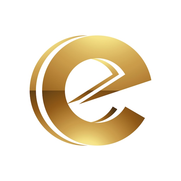 Вектор Символ золотой буквы e на белом фоне, икона 3
