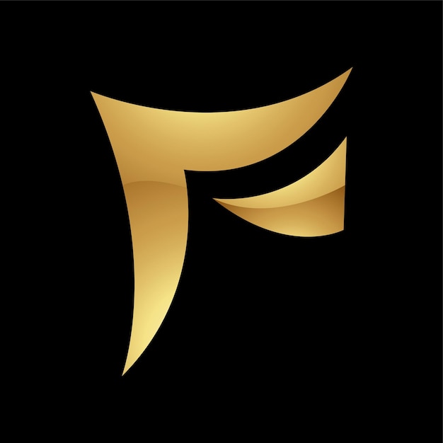 Vector golden letter f symbol on a black background icon 7