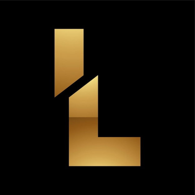 Golden Letter L Symbol on a Black Background Icon 4