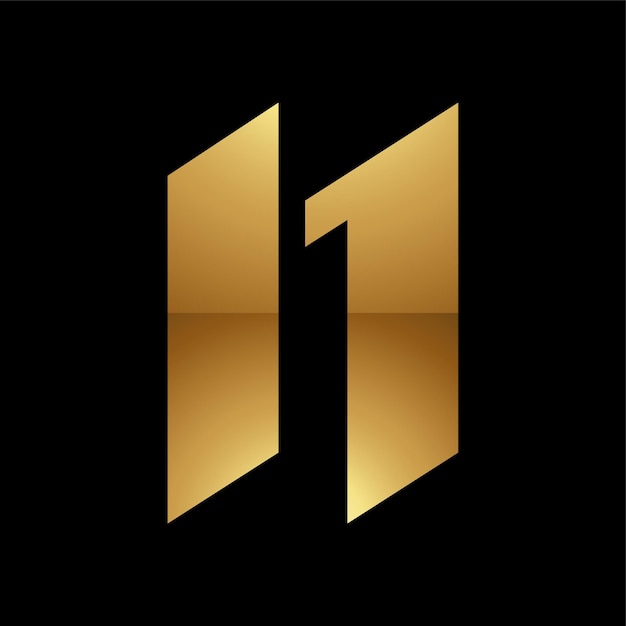 Golden Letter N Symbol on a Black Background Icon 3