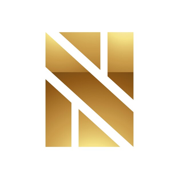 Golden Letter N Symbol on a White Background Icon 8