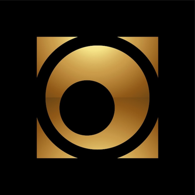 Vettore simbolo della lettera o dorata su un'icona di sfondo nero 3
