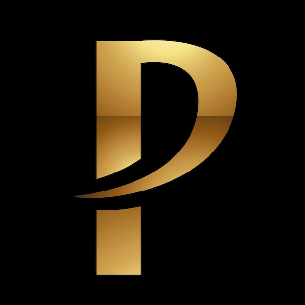 Вектор Золотая буква p на черном фоне, икона 9