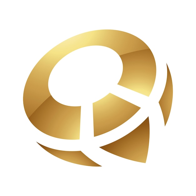 Golden Letter Q Symbol on a White Background Icon 1