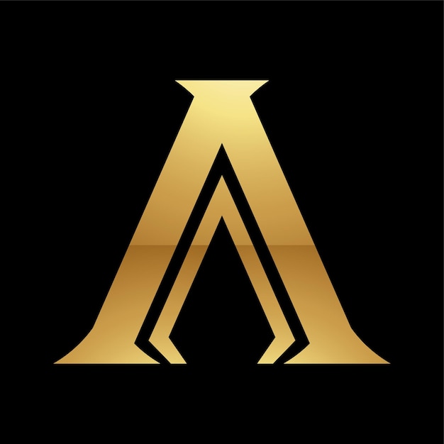 Golden Letter A Symbol on a Black Background Icon 2