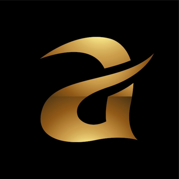 Golden Letter A Symbol on a Black Background Icon 7