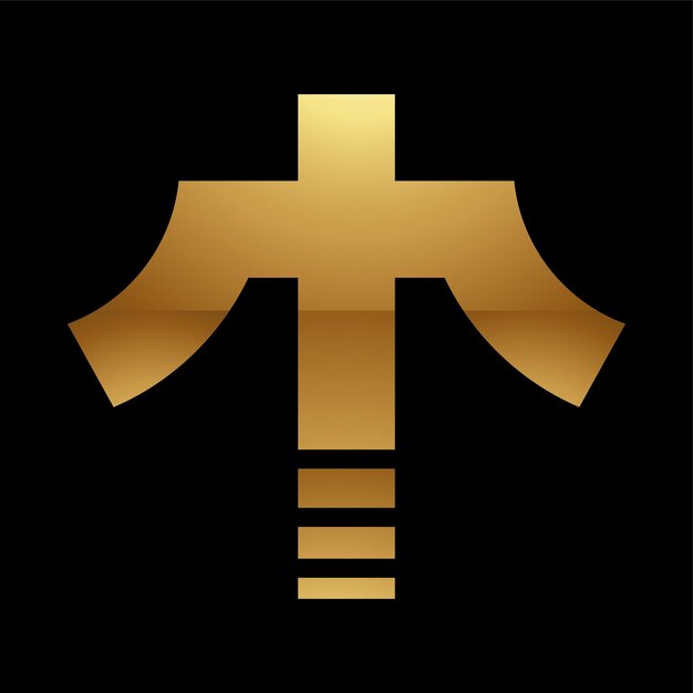 Golden Letter T Symbol on a Black Background Icon 3