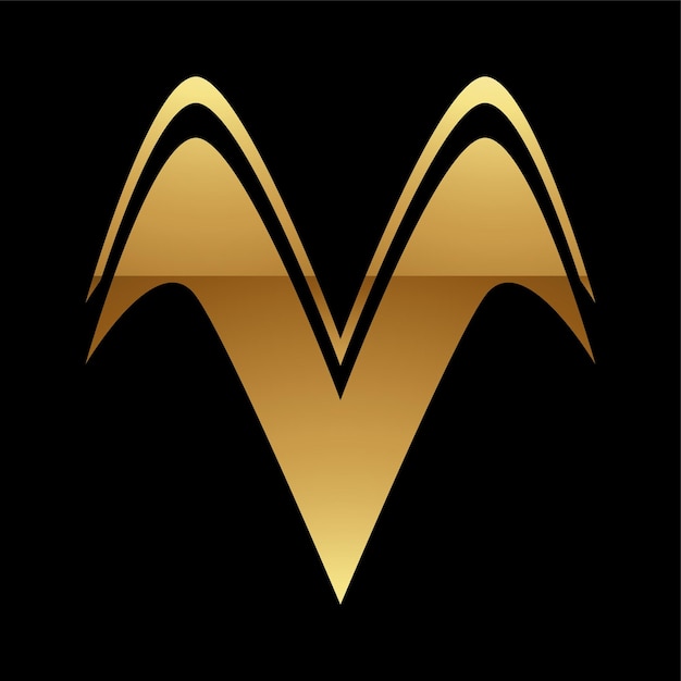 Golden Letter V Symbol on a Black Background Icon 7