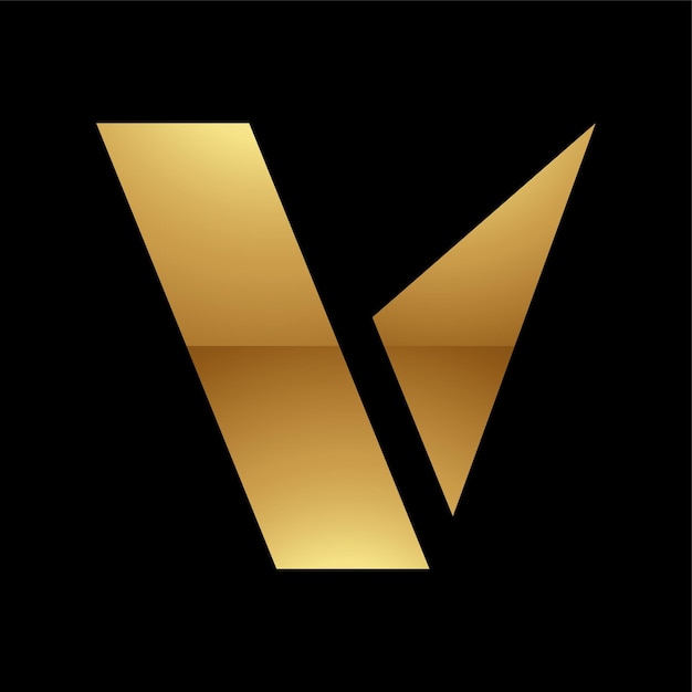 Golden Letter V Symbol on a Black Background Icon 9