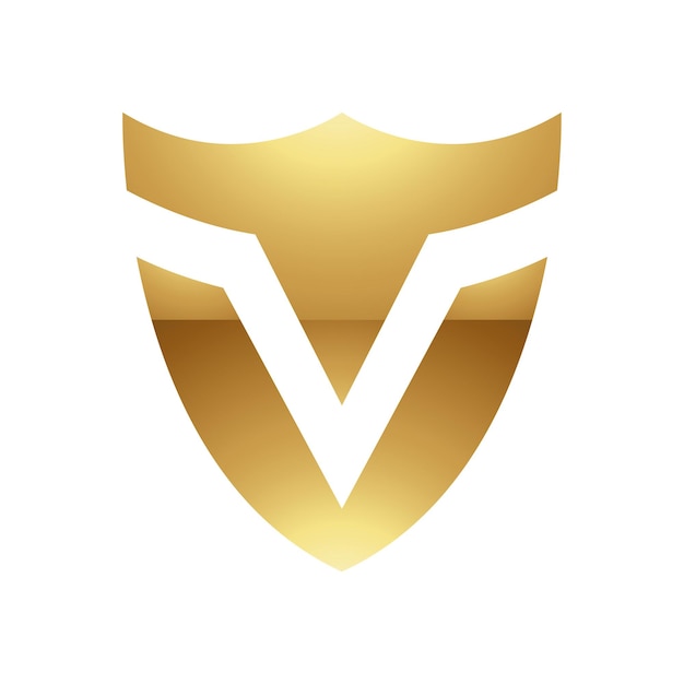 Золотая буква V на белом фоне, икона 6