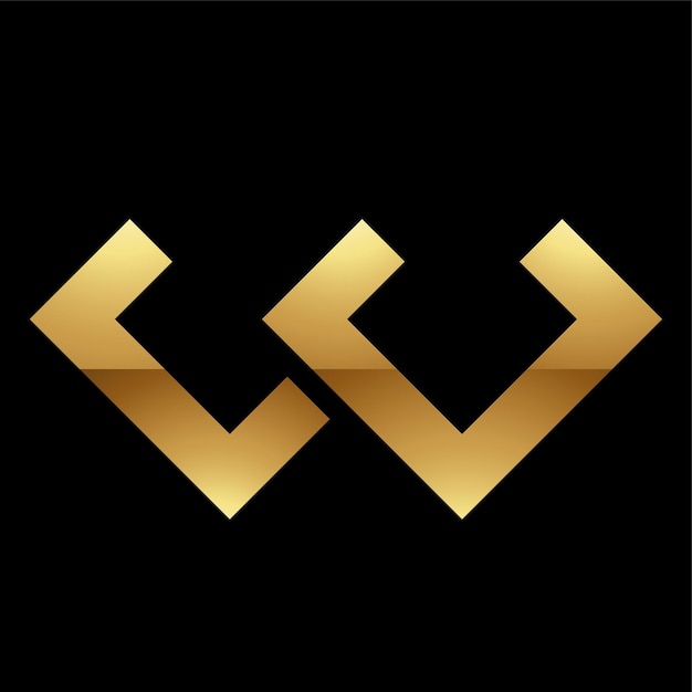 Golden Letter W Symbol on a Black Background Icon 2