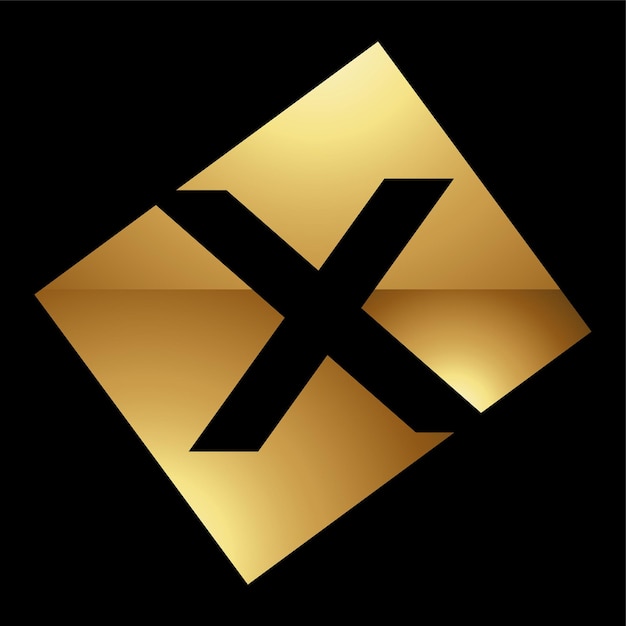 Golden Letter X Symbol on a Black Background Icon 9