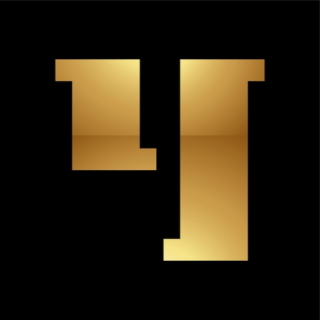 Vector golden letter y symbol on a black background icon 3