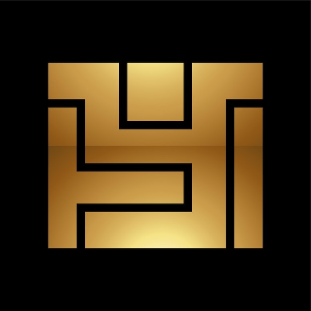 Golden Letter Y Symbol on a Black Background Icon 9