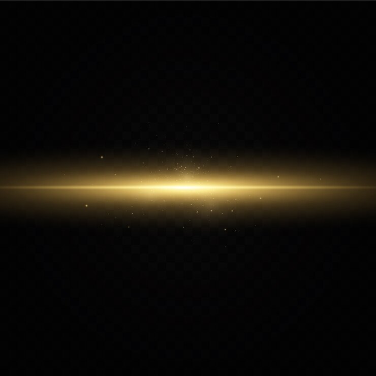 Golden light effect. Abstract laser beams of light. Chaotic neon rays of light