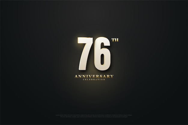 Вектор Золотой световой эффект, украшающий цифры для баннера празднования 76-й годовщины