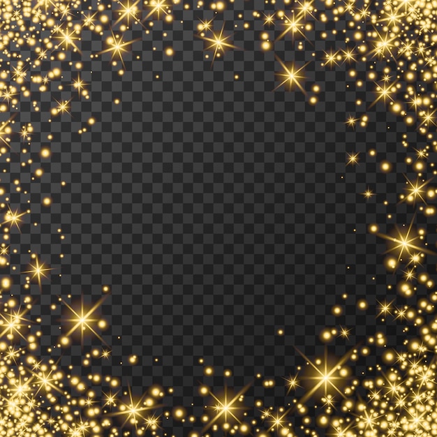 Golden Light effect on transparent background, glowing