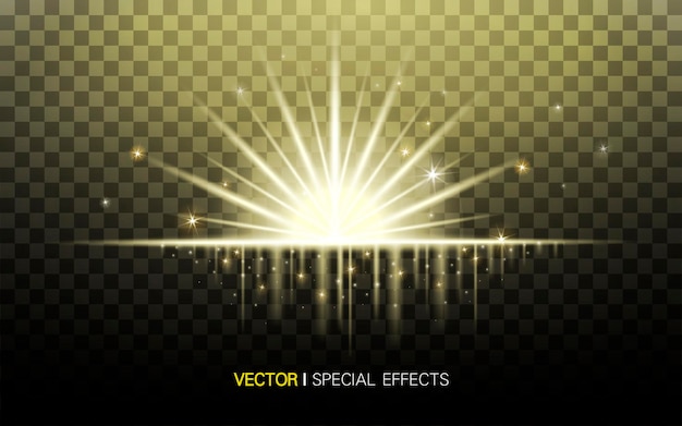 Vector golden light glowing