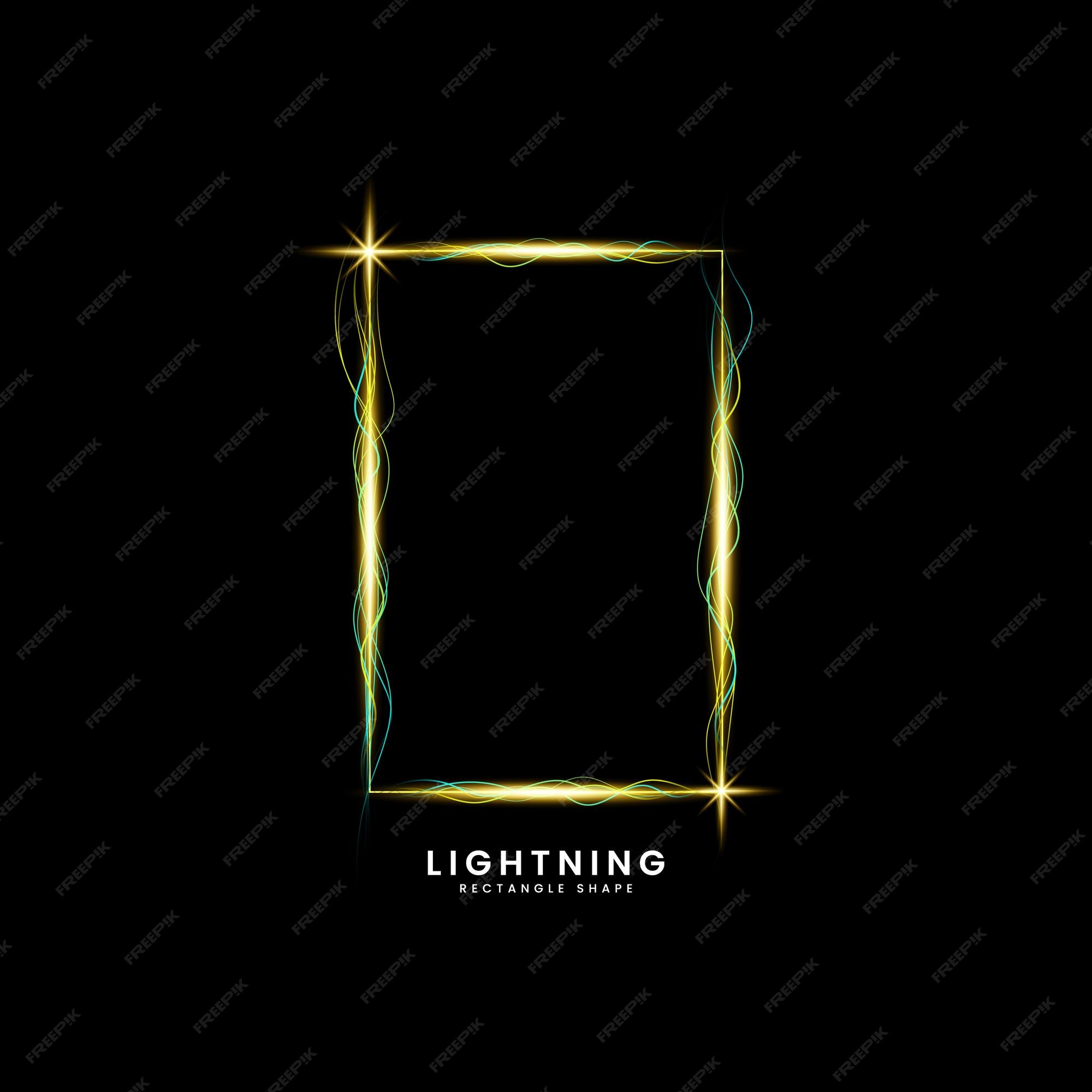Premium Vector | Golden light rectangle frame lightning effect background
