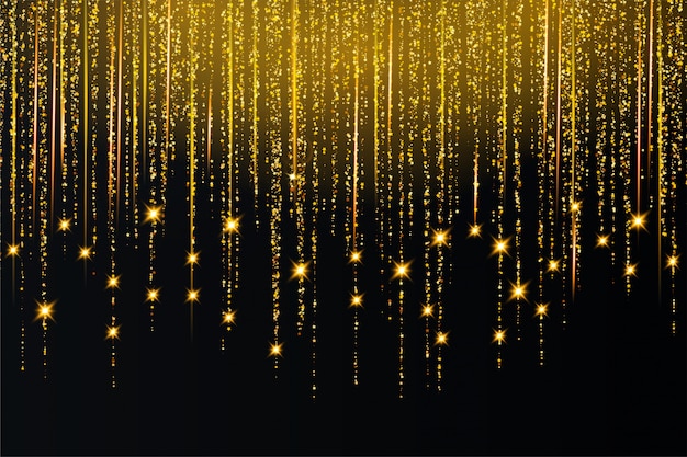 Golden light sparkles star burst background