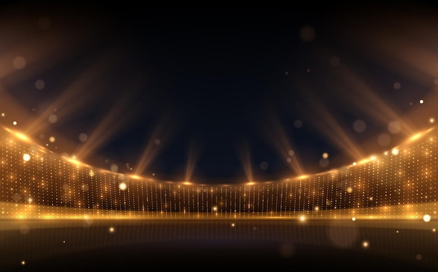 Vector golden light stage background