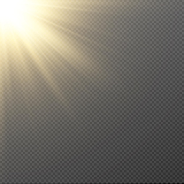 Vector golden light. sun, sun rays, dawn, star, flare png. golden star.