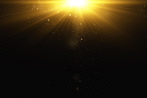 Golden light vectors.bright gold star.light flash.gold glitter.