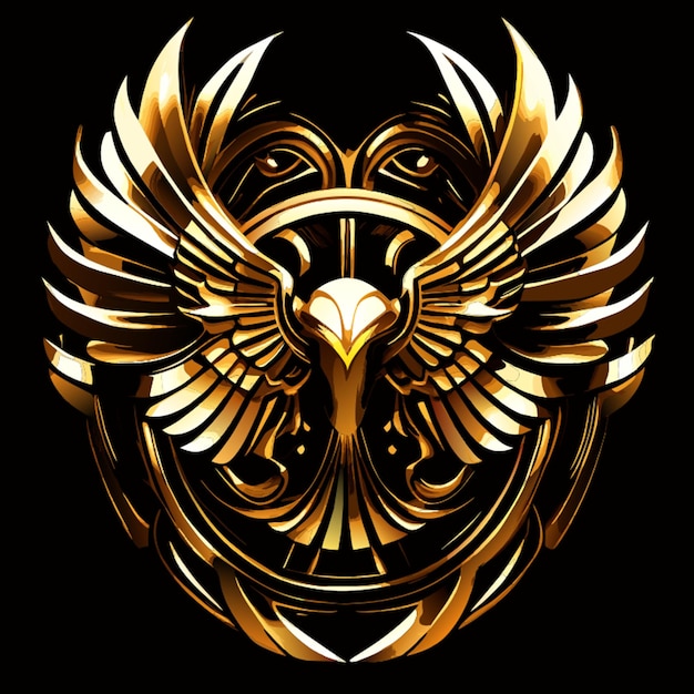 golden lighting egle wings unity luxury on black background vector illustration