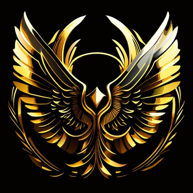 golden lighting wings unity luxury on black background