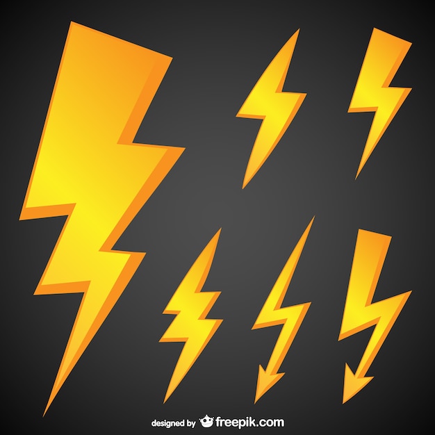 Vector golden lightning symbols